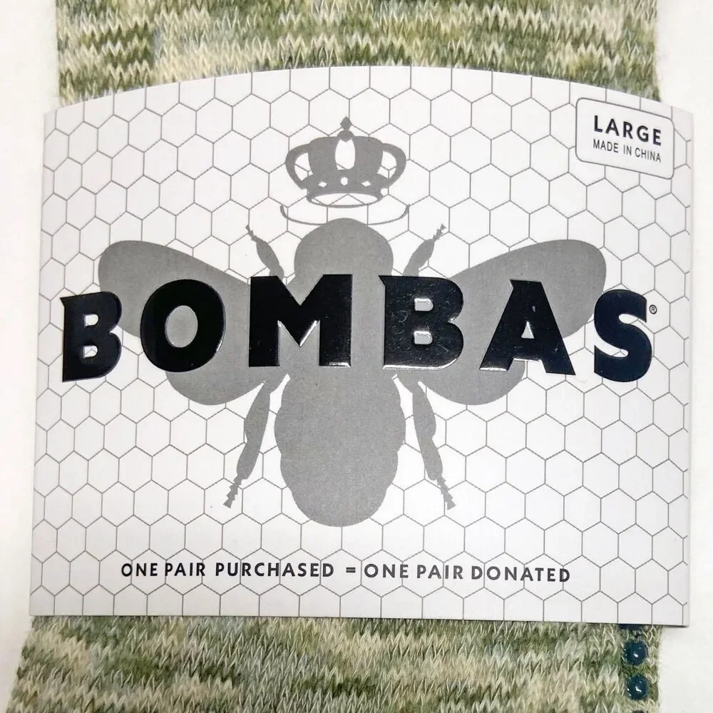 Bombas 3 Pairs Women's Green Honeycomb Cushion Gripper Calf Socks Size Large